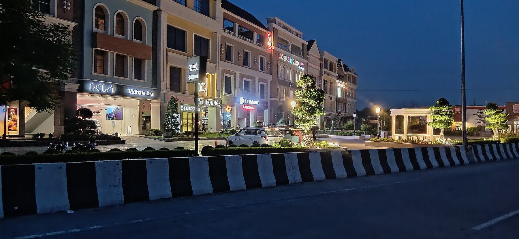 Sukhmani Square commercial complex, Ludhiana, lit at night